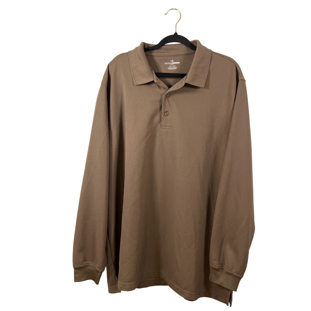 Grand Slam Golf Earthy Brown Long Sleeve Polo Shirt Preppy XXL Sportswear